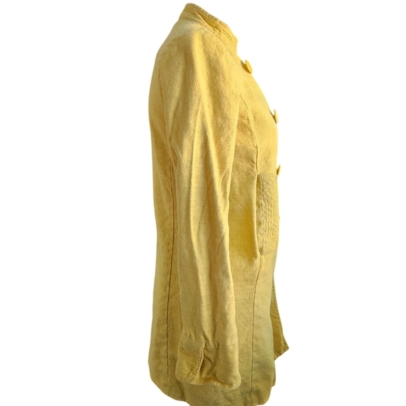 J. Crew Cherbourg Double Breasted Linen Blend Coat-Mustard Yellow VTG Y2K - Picture 5 of 15